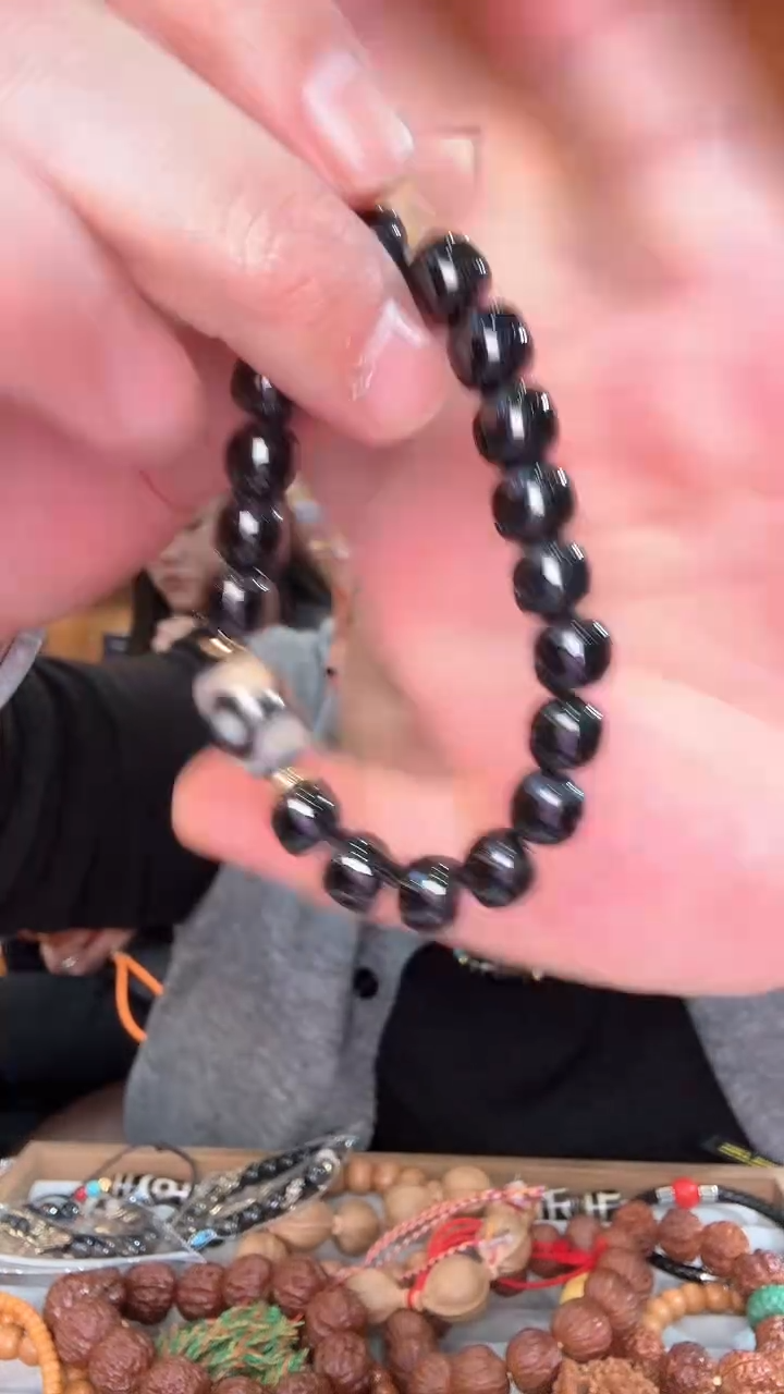 未镶嵌黑曜岩手串极品黑曜石手串多样性发1TZ003