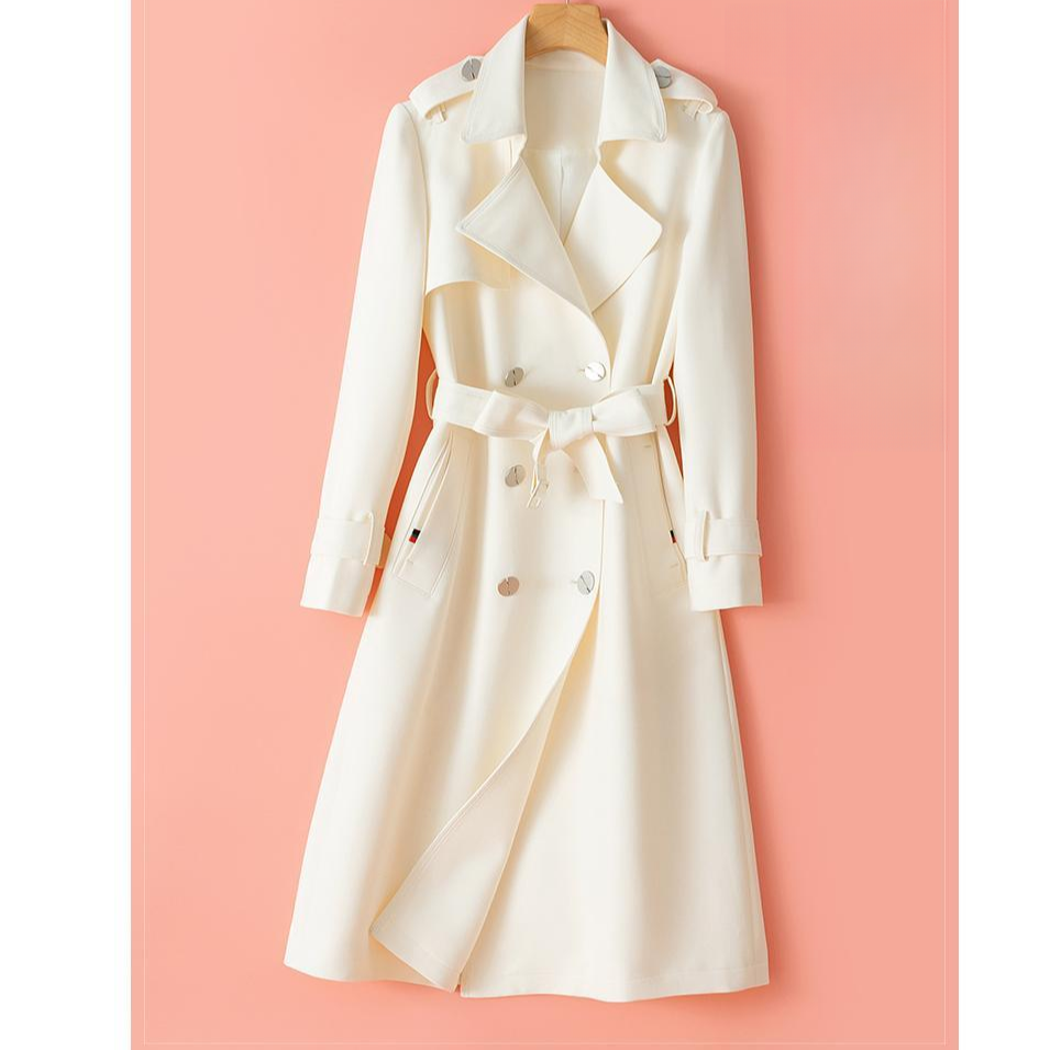 〈纪朵研〉1277高品质减龄风衣中长款新款垂感高端气质双排扣外套