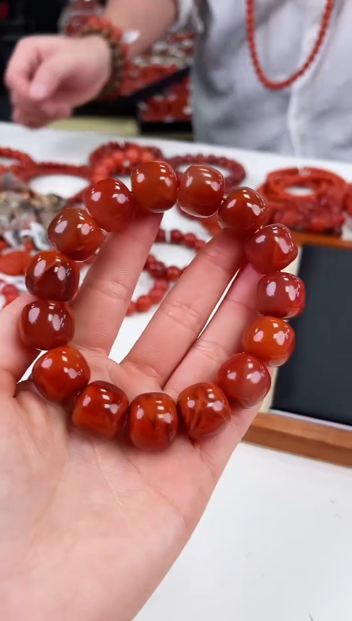 【闪购商品】南红玛瑙瓦西老型手串16+未镶嵌一个/条