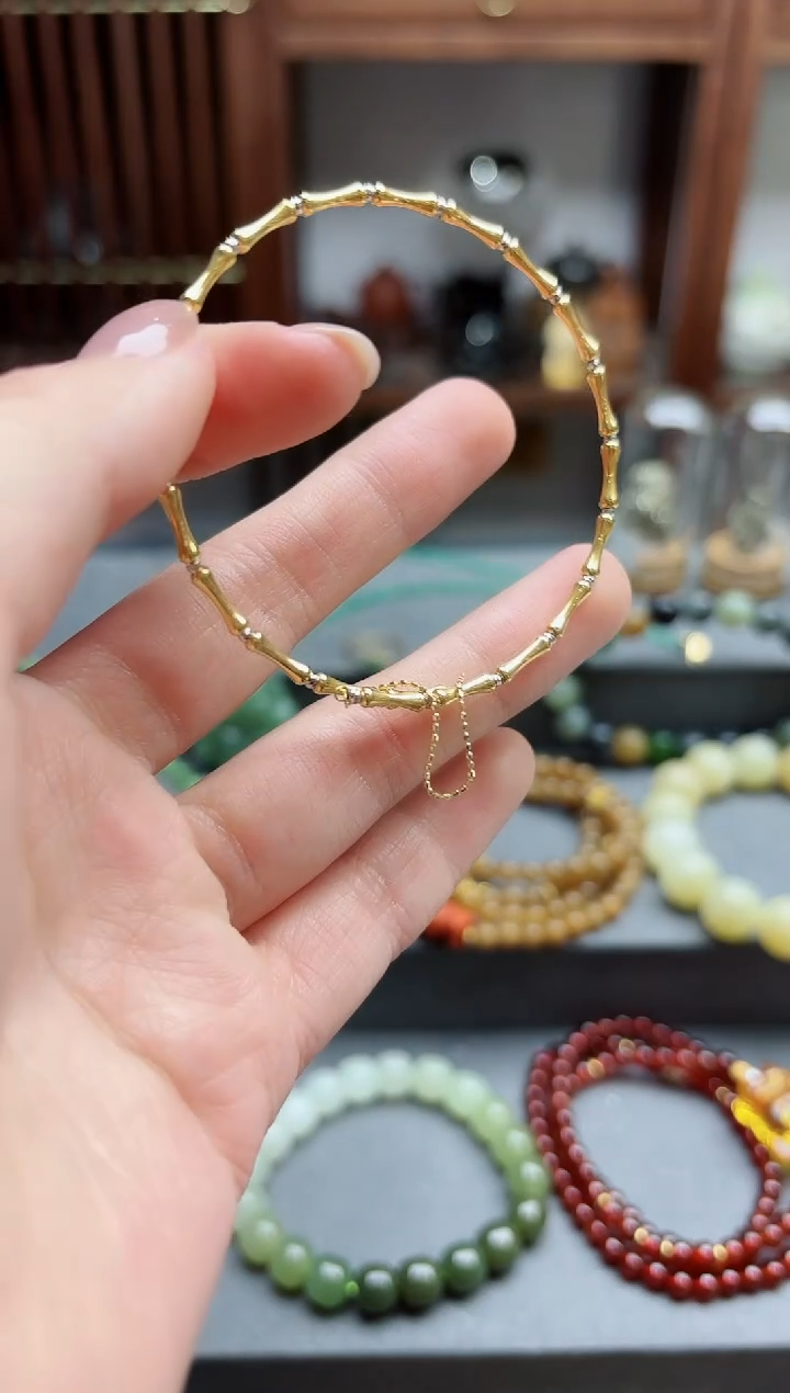 【闪购商品】18K金手镯18k金竹节手镯MY
