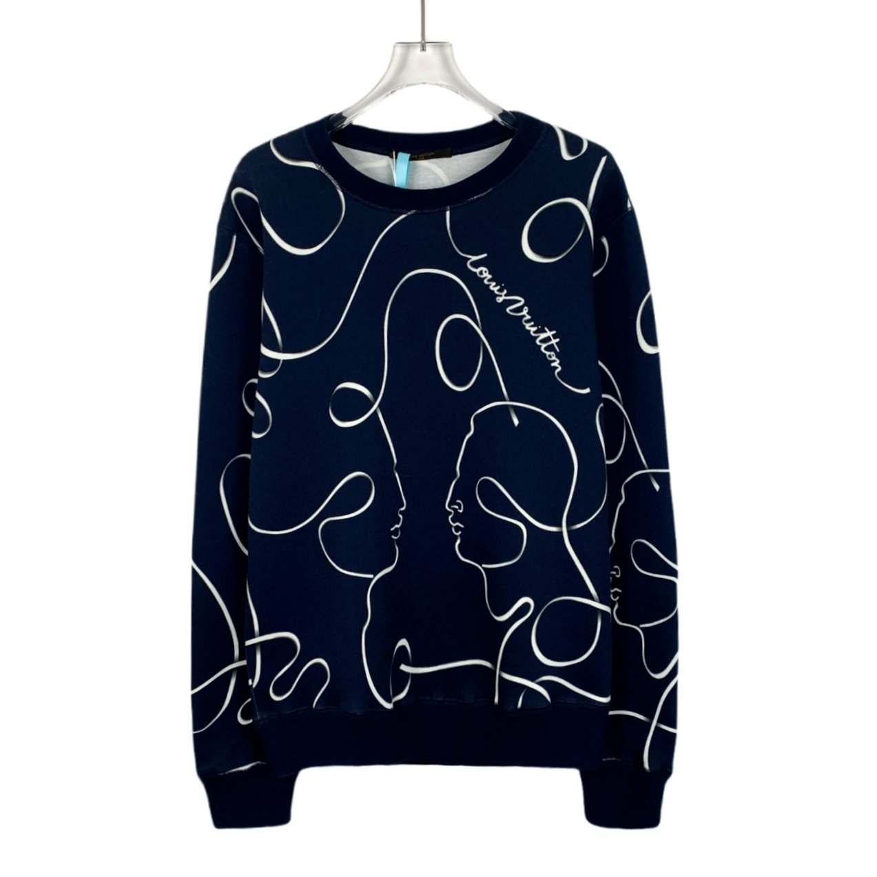 99新 LouisVuitton/路易威登 J14788 深蓝色花纹满印长袖卫衣 M码