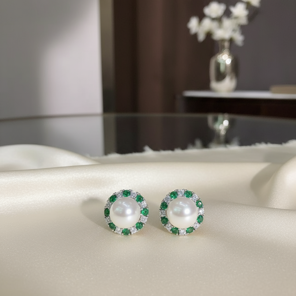 培育祖母绿YX-典藏-尊享高奢-电光木佐绿-豪镶注厚金耳饰y230