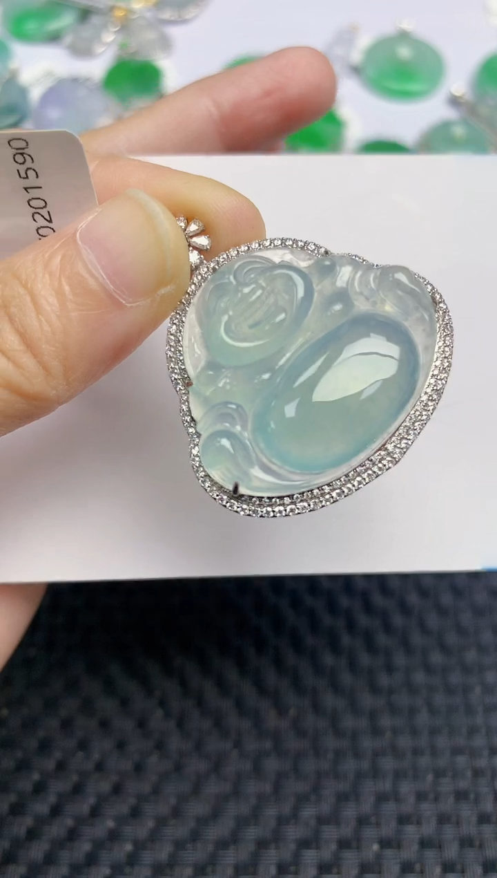 颈饰18K金镶嵌翡翠天然缅甸A货翡翠百元以上9元证书费自理