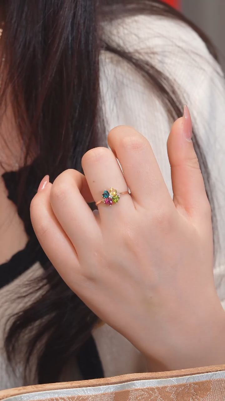 【闪购商品】碧玺戒指18K金镶嵌多样性发@@U9227