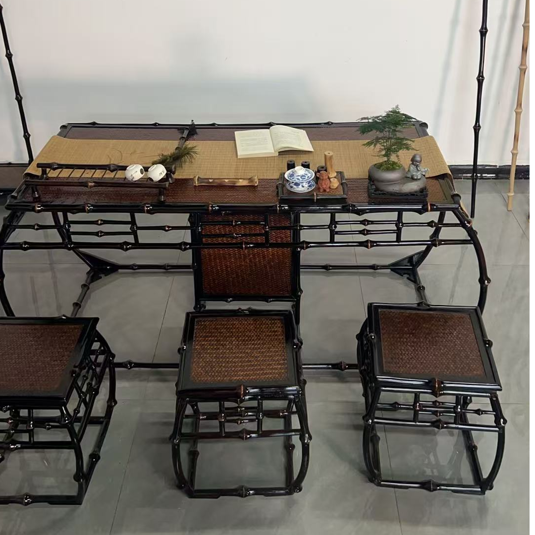 筇竹椅子茶圈椅围椅新中式明式老式太师靠背新款高端筇竹茶桌家具