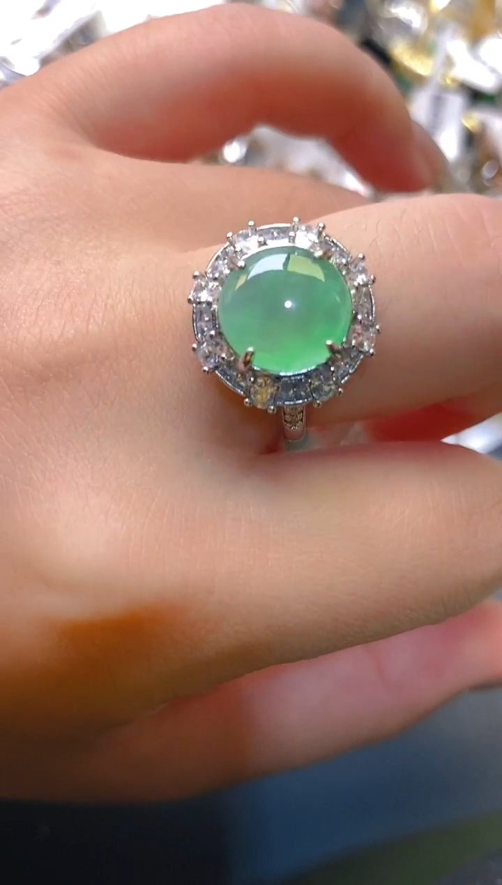 【闪购商品】翡翠耳饰银S925镶嵌天然A货翡翠1