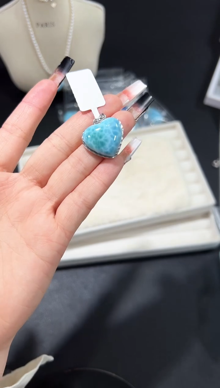 银S925镶嵌针钠钙石（海纹石）吊坠(不含链)99f多样性发其一【1个】