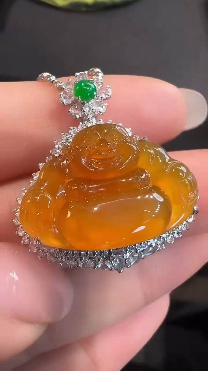 吊坠(不含链)18K金镶嵌翡翠AL6