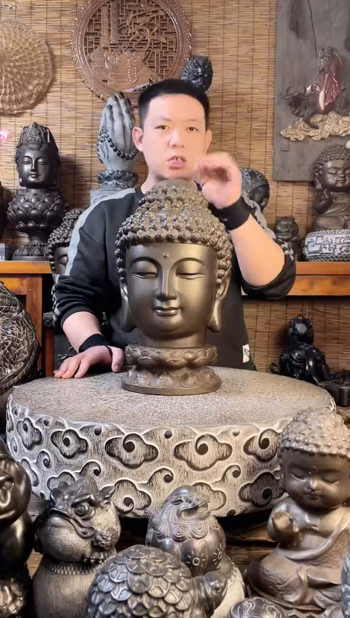 【闪购商品】30佛头+双层莲花台天然青石雕刻