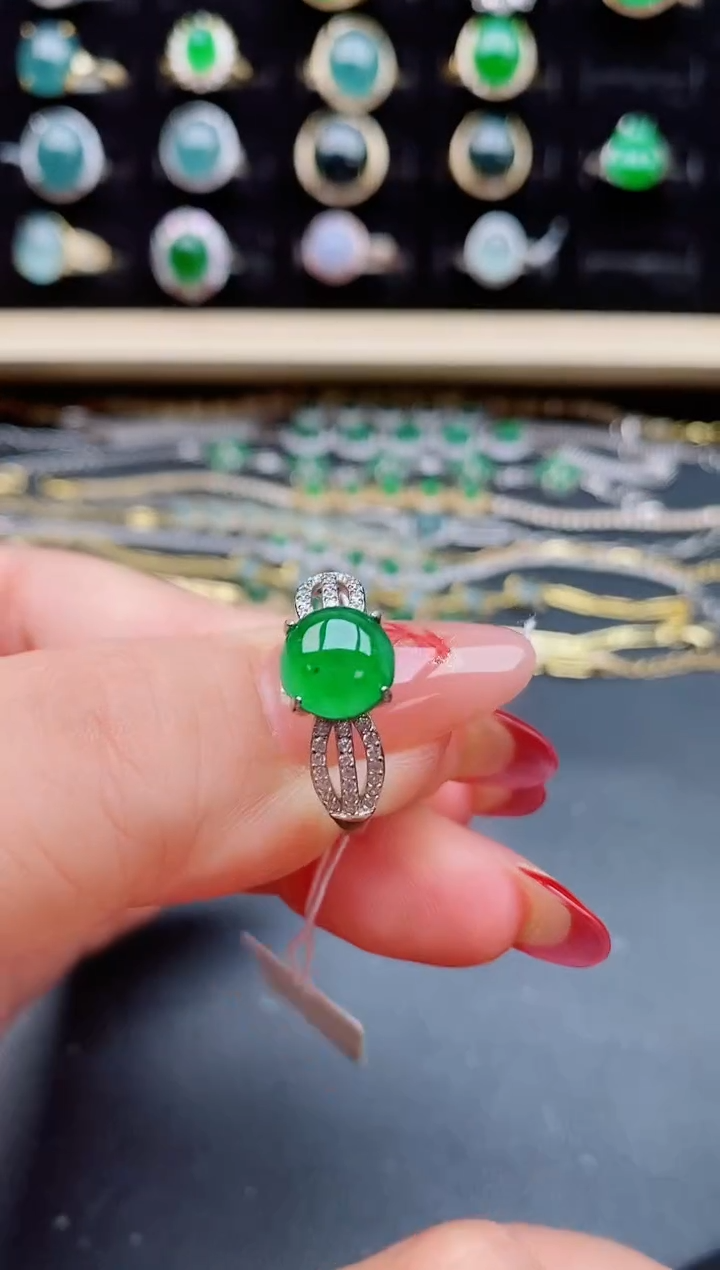 【闪购商品】翡翠戒指银S925镶嵌085050