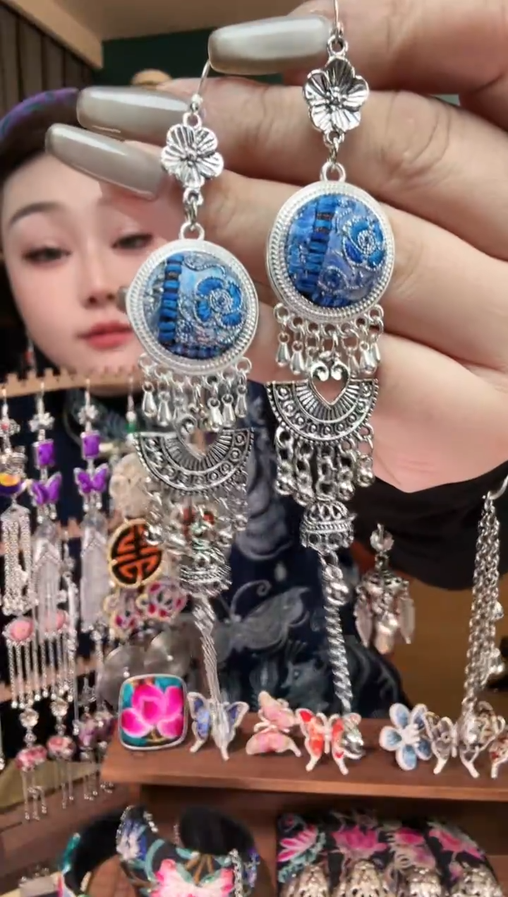 刺绣纯手工民族风刺绣耳环