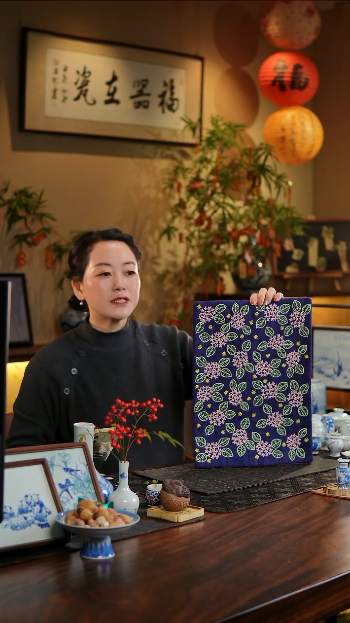 【闪购商品】织绣绣球花大号茶席B款