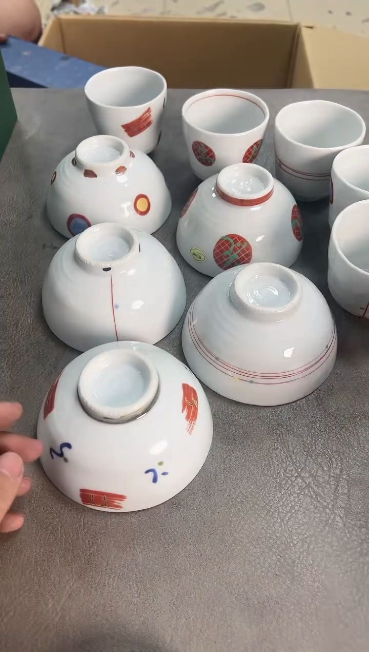 瓷片美浓烧五碗五杯全新原盒