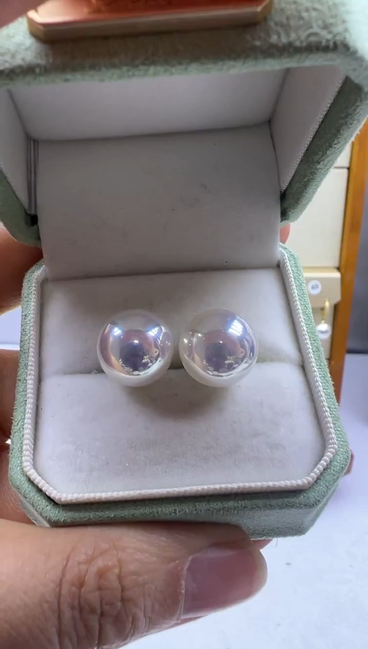 银S925镶嵌耳饰淡水珍珠0390