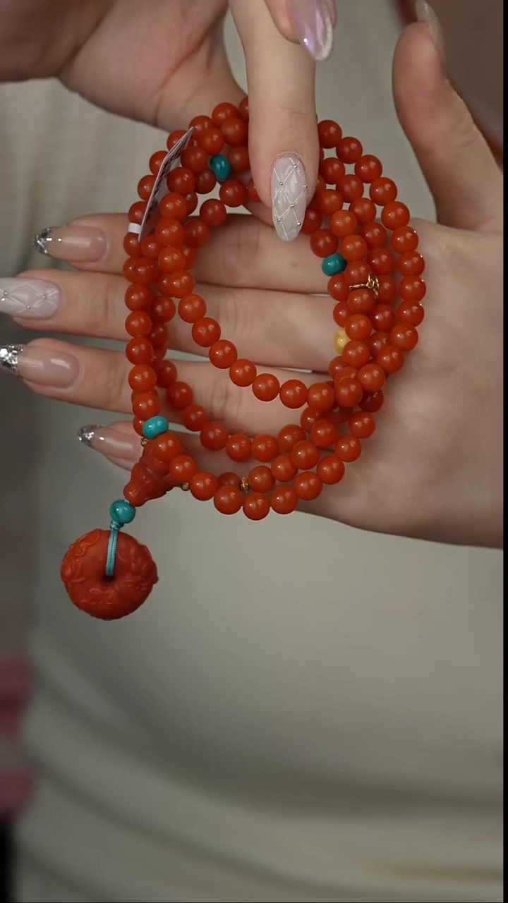 【闪购商品】南红玛瑙项链18K金镶嵌P10（多样性发一件）6mm