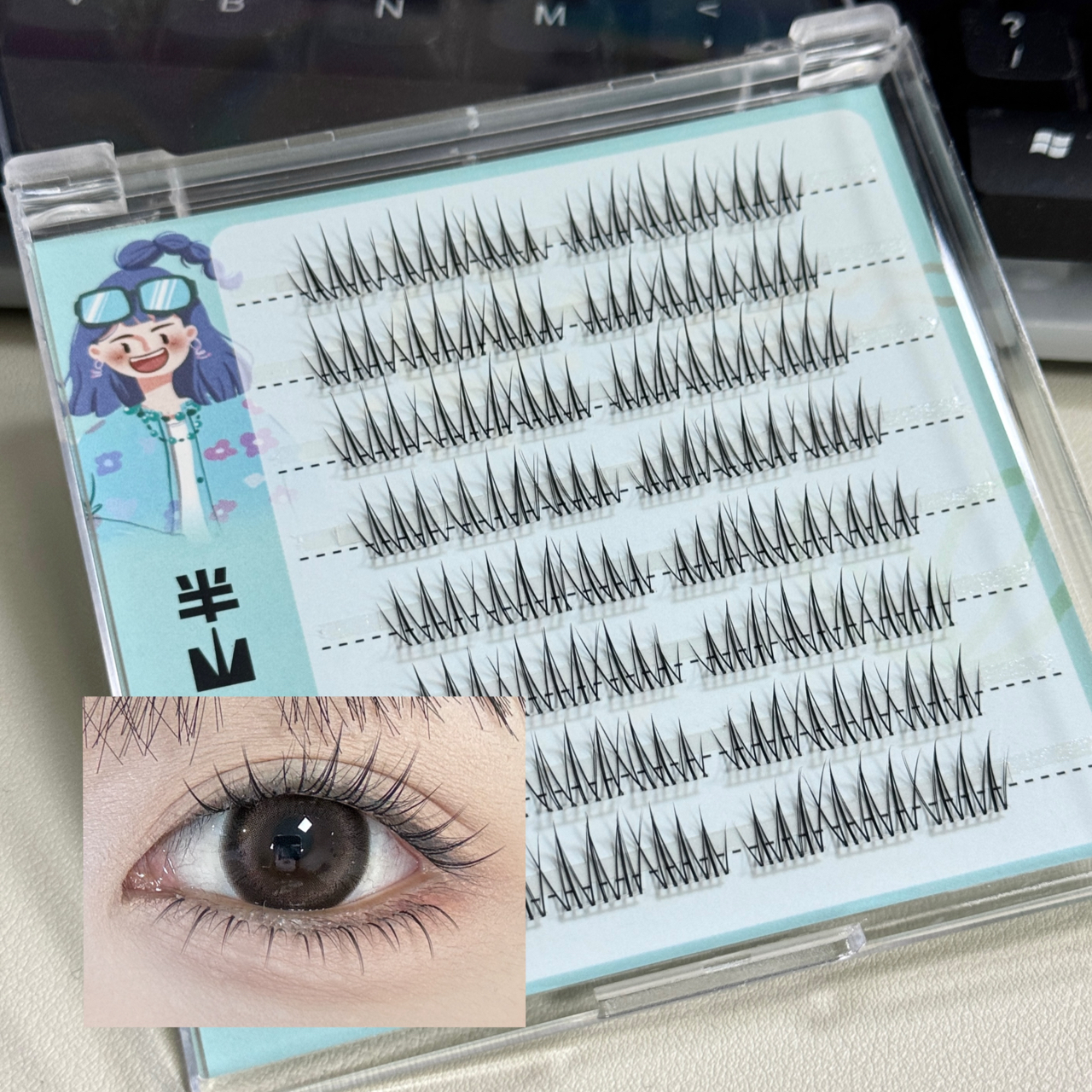 升级短款ACE女团假睫毛加宽梗清透根根分明透明梗韩系自然仿真9mm