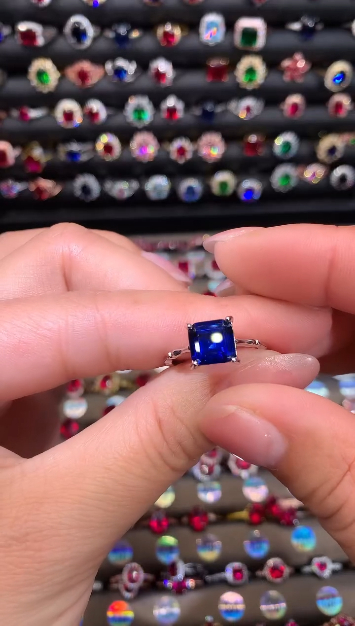 【闪购商品】蓝宝石戒指银S925镶嵌8