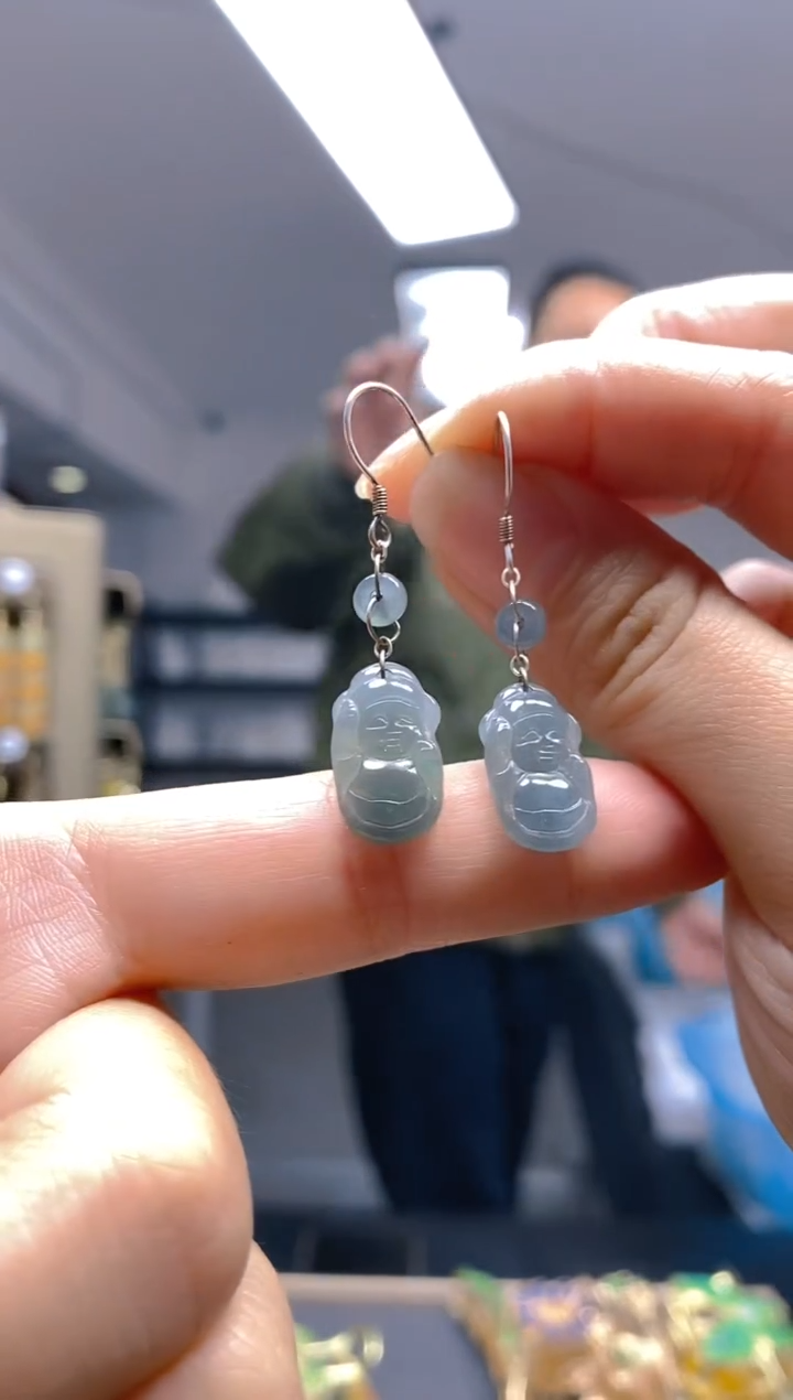 【闪购商品】翡翠耳饰银S925镶嵌0158翡翠耳钩