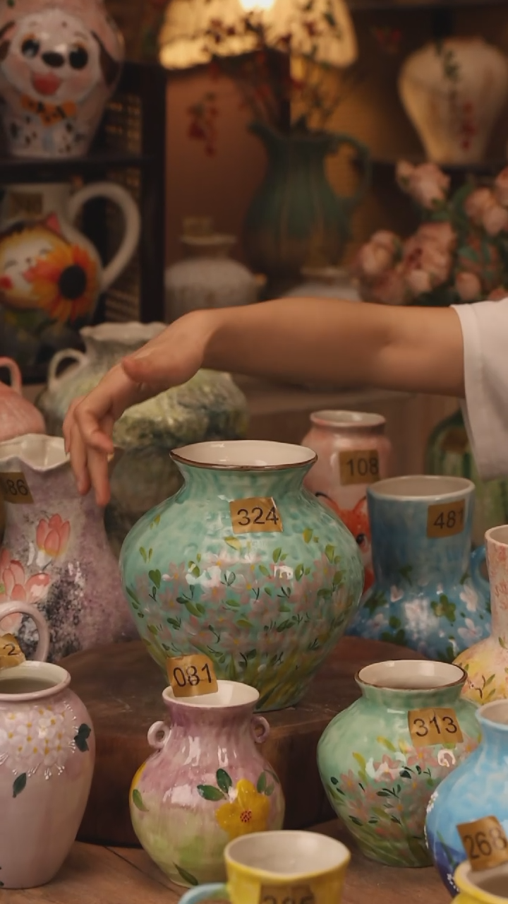 陶瓷324景德镇设计师手作花器摆件侘寂风