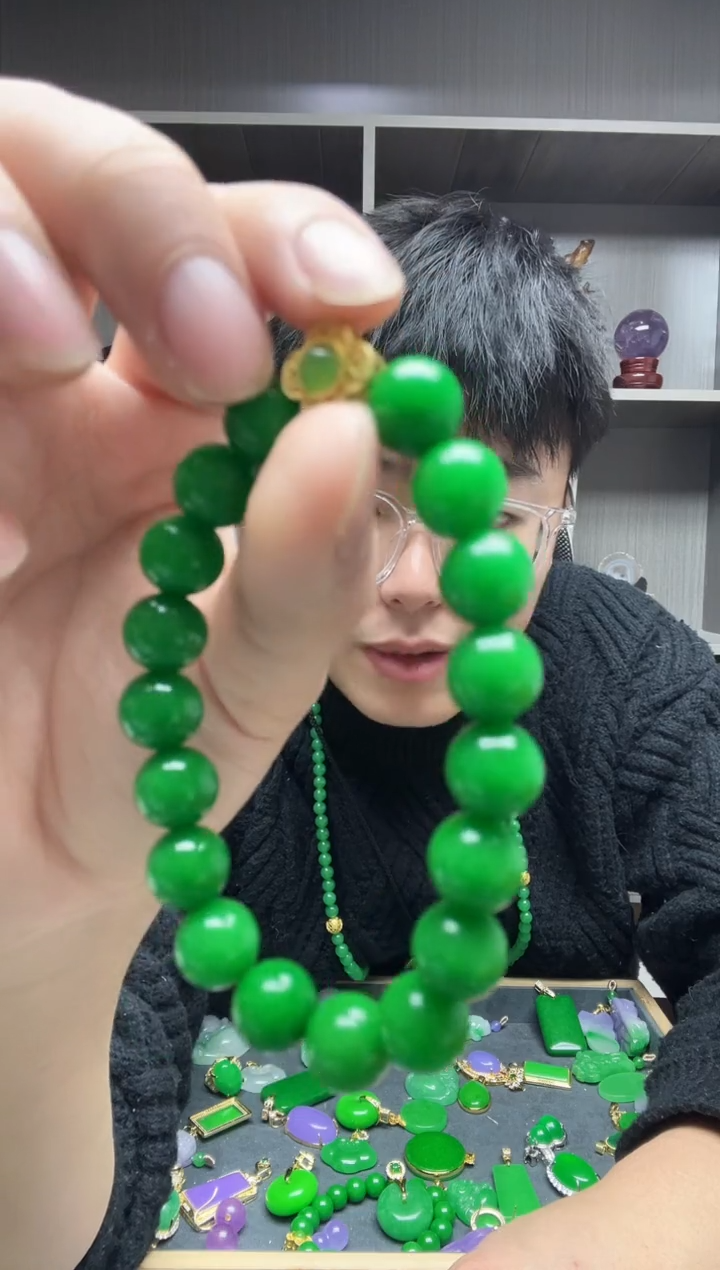 【闪购商品】翡翠手链14K金镶嵌手链