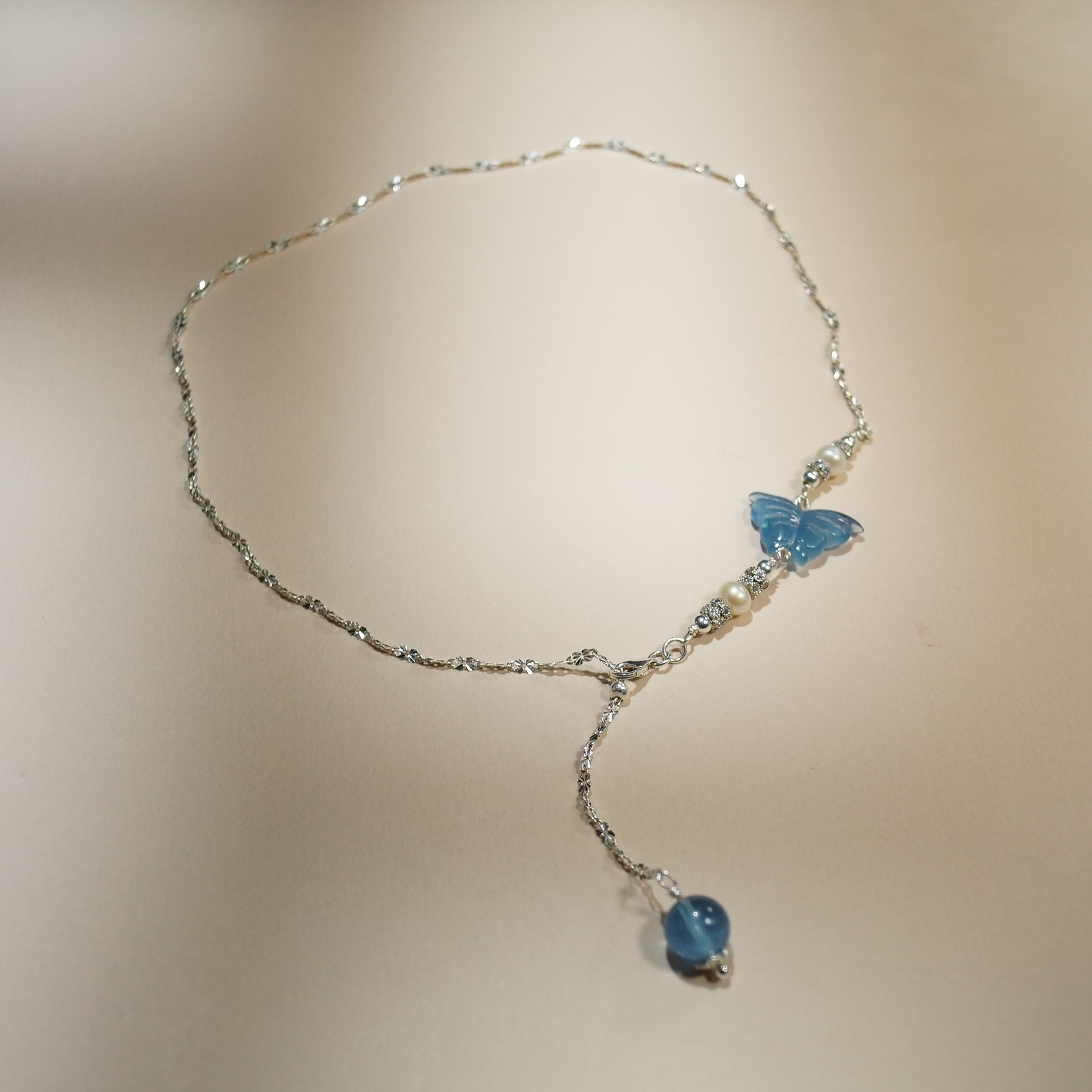 链子925银 小师妹[迷蝶香]海蓝蝴蝶链项链夏天才是甜妹穿搭的主场