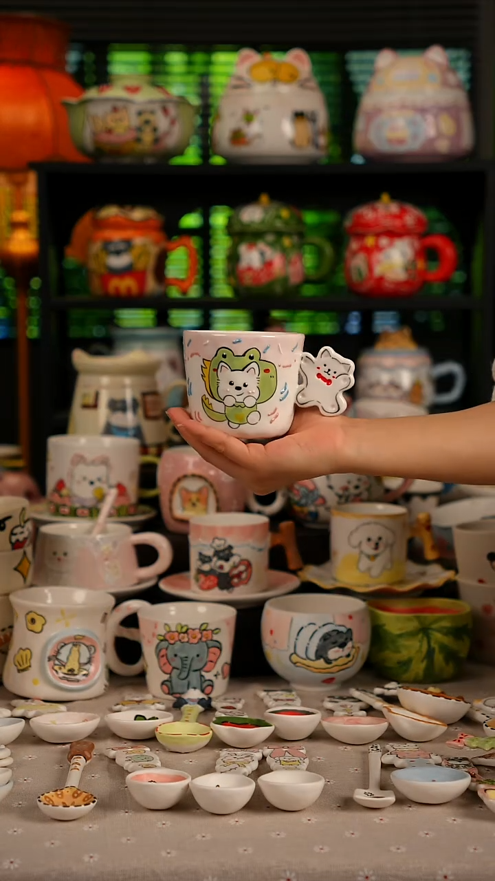 陶瓷无盖款景德镇高温釉下彩纯手绘创意瓷