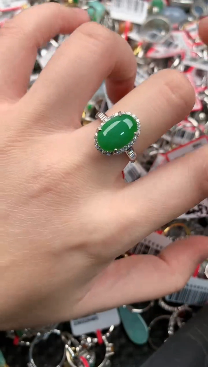 银S925镶嵌戒指翡翠999                  5