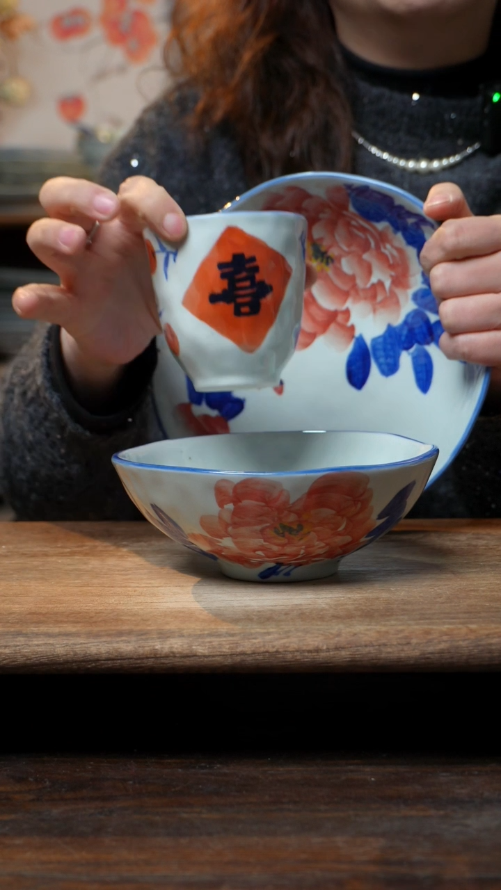 【闪购商品】碗福利3件套  高温釉下彩手工手绘