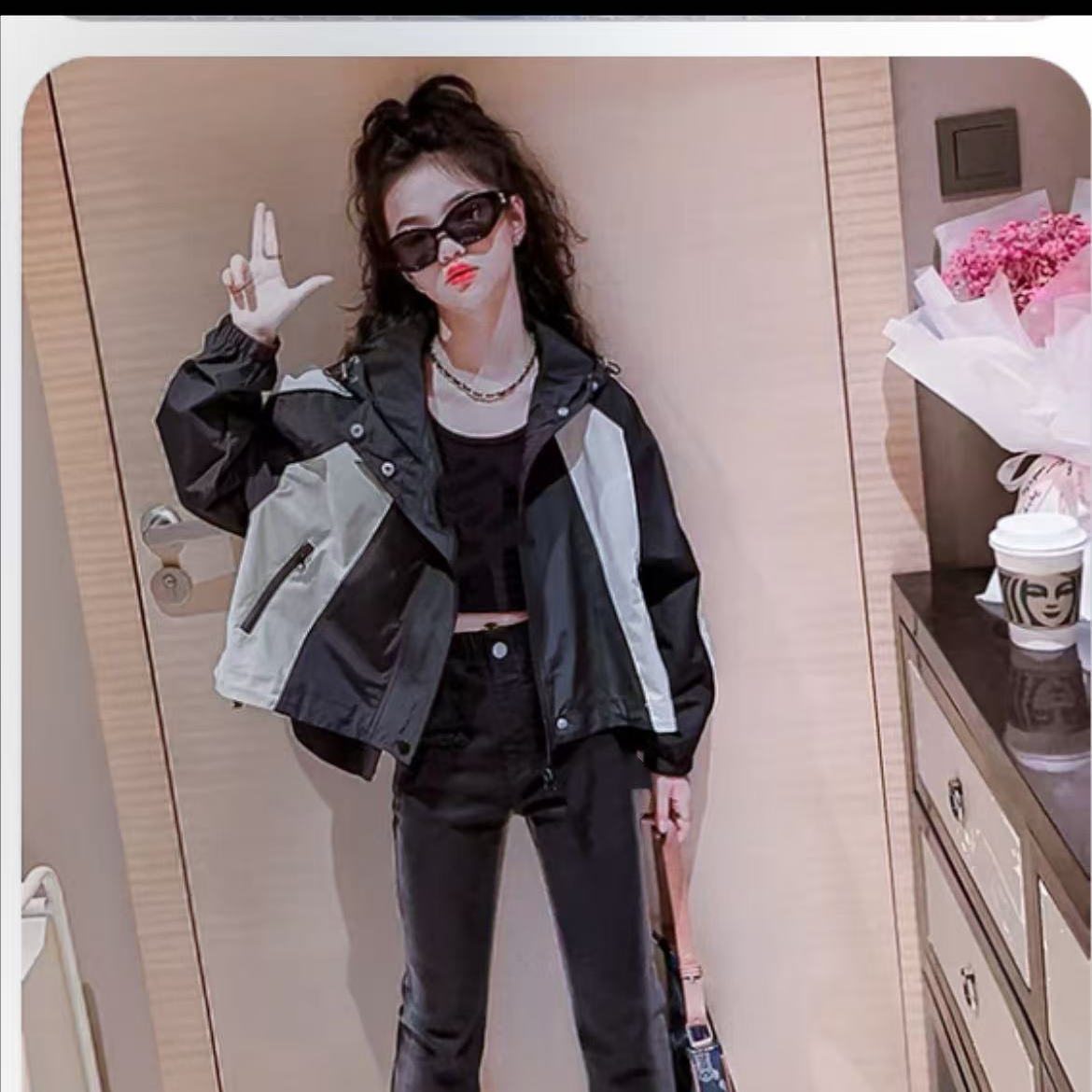 503286   优选韩版儿童时尚春款休闲冲锋衣纯色潮流外套
