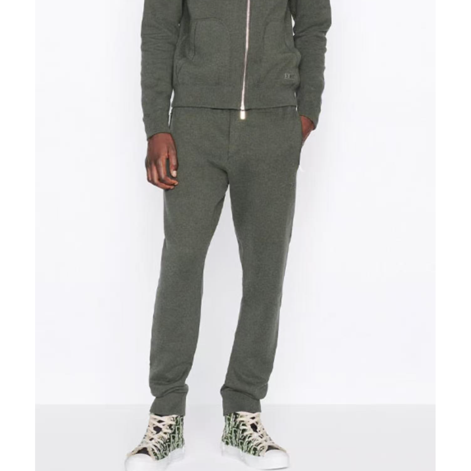 未使用 DIOR/迪奥 Dior男士军绿色内里老花运动裤156001