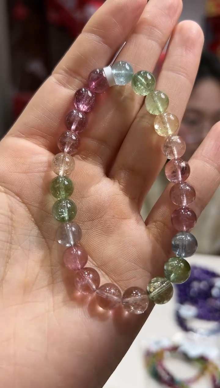 【闪购商品】碧玺手串未镶嵌XL2056玻璃体马卡龙碧玺8