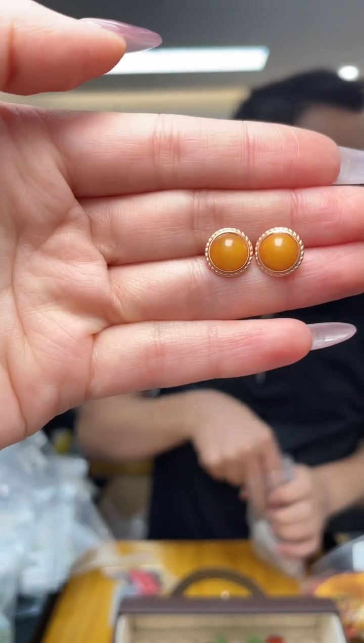 银S925镶嵌蜜蜡裸石（多样性单个发货）