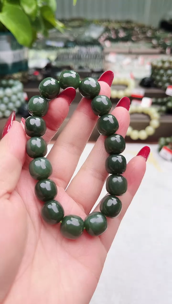 【闪购商品】和田玉手串未镶嵌纯天然和田玉俄粉青12+
