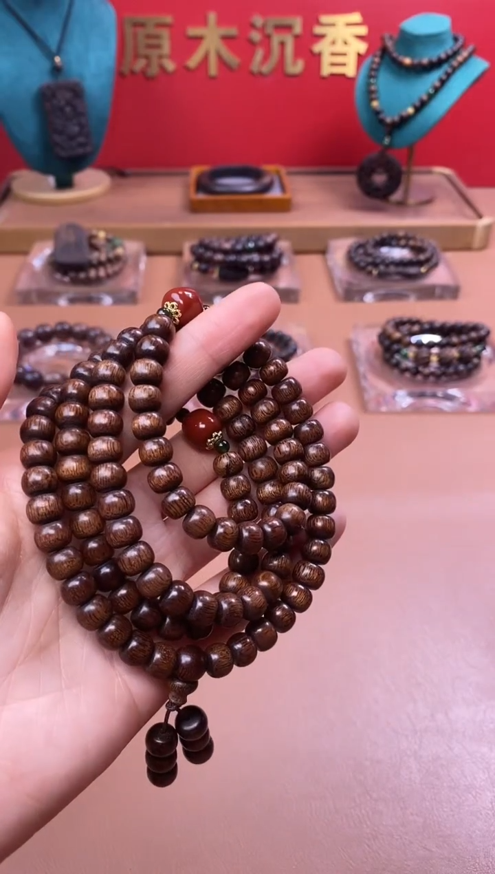 【闪购商品】沉香手串P沉水玉化富森红土6*8*108颗