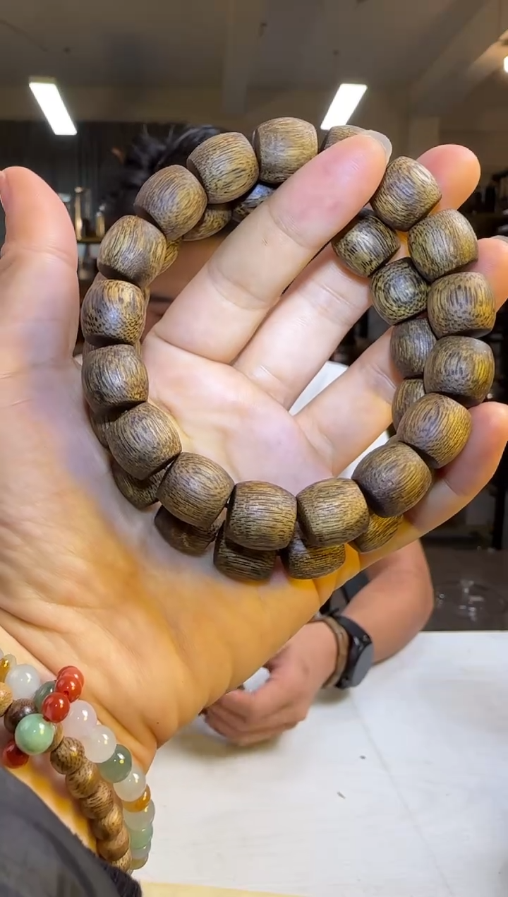 沉香手串99沉海南奇楠红金貎鼓珠单圈12mm14g+多样性发1