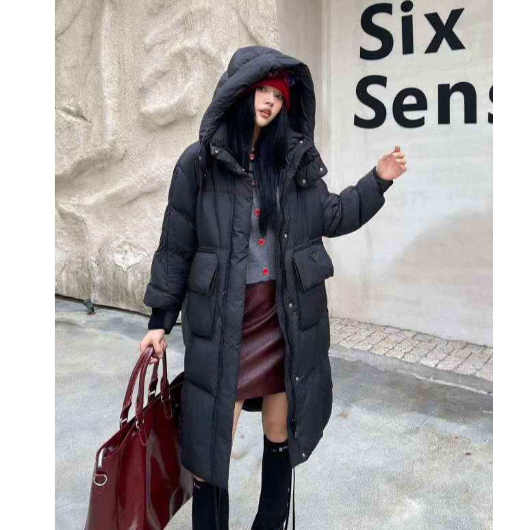 【小妹轻奢女装】欧版时尚轻奢冬季休闲百搭中长款连帽羽绒服XM2886