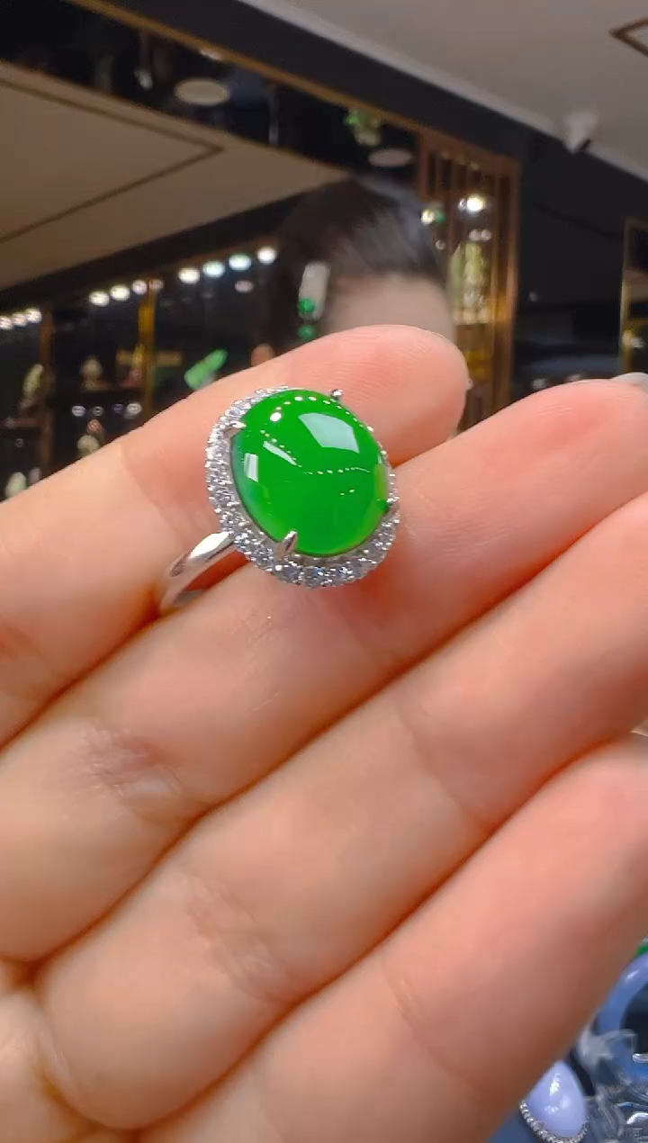 翡翠戒指银S925镶嵌090（多样性发其一）