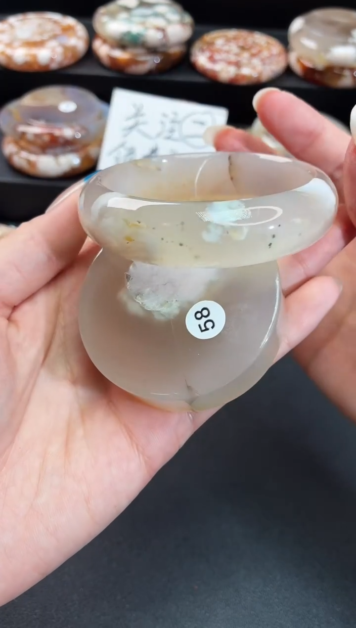 手镯玛瑙/玉髓未镶嵌石英质玉56圈55/56带(赠送镯心)