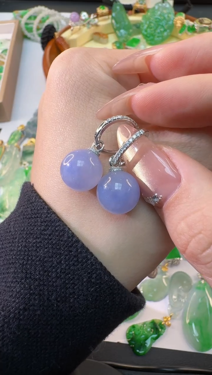 【闪购商品】翡翠耳饰18K金镶嵌缅甸翡翠A货耳饰