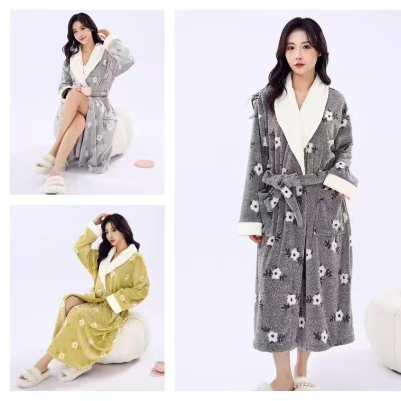 2025新款提花翻领浴袍加厚柔软吸水不掉毛家居服