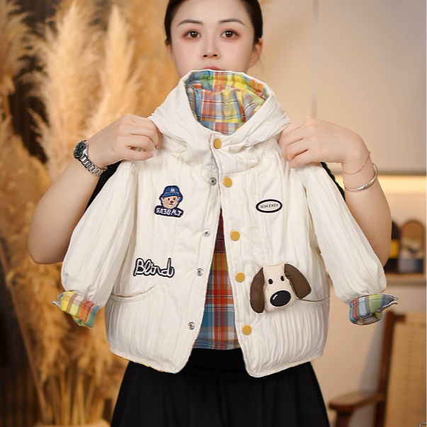 【双面穿】2025冬季新款男女童韩版时尚格子加厚两面穿棉服外套WT50