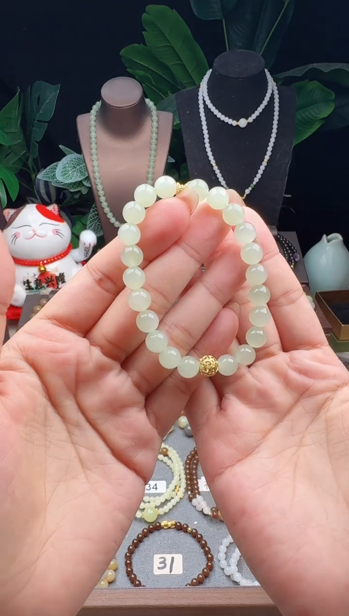 未镶嵌手串和田玉精品8m晴水手串