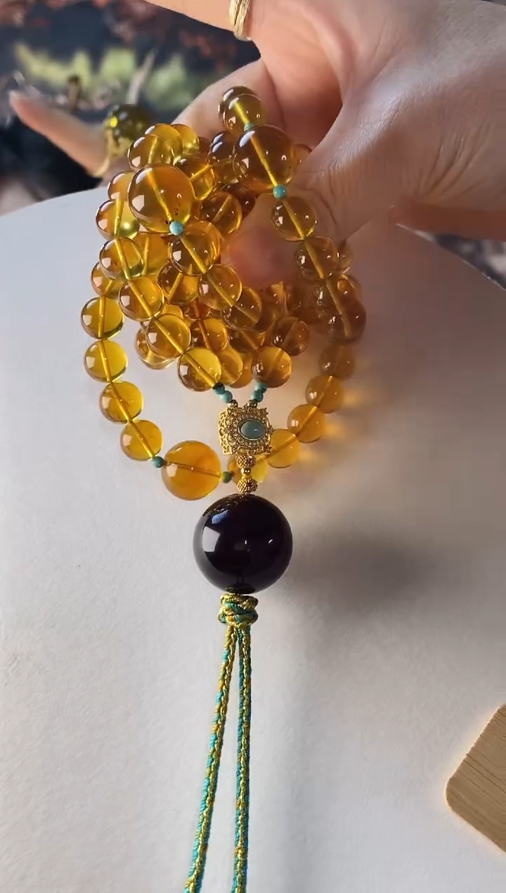 【闪购商品】琥珀颈饰未镶嵌茶珀10+108+设计款