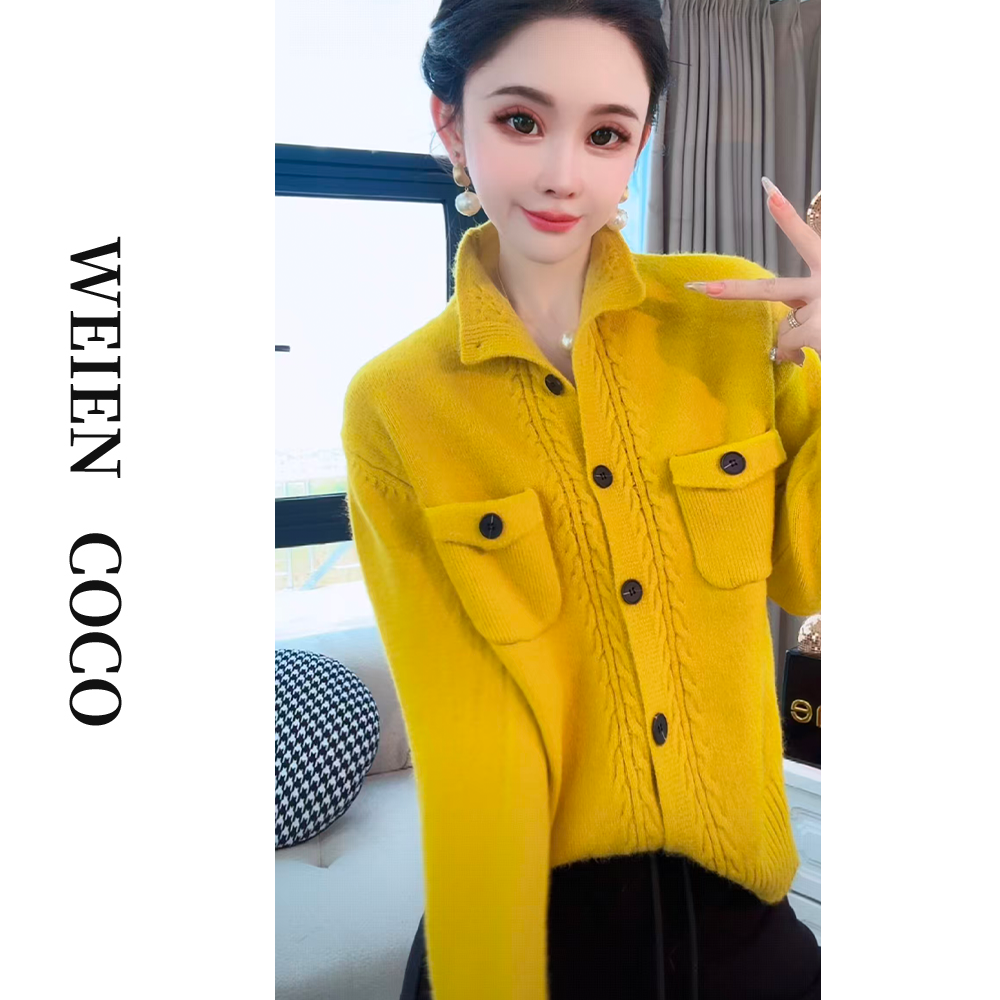 【薇恩COCO】毛衣镂空针织时尚新款简约长袖套头上衣S6215