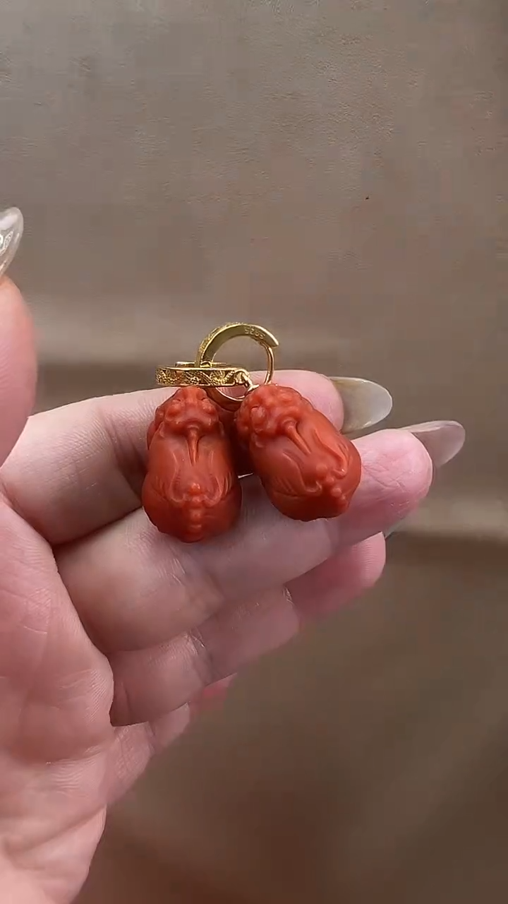 南红玛瑙未镶嵌耳饰耳环