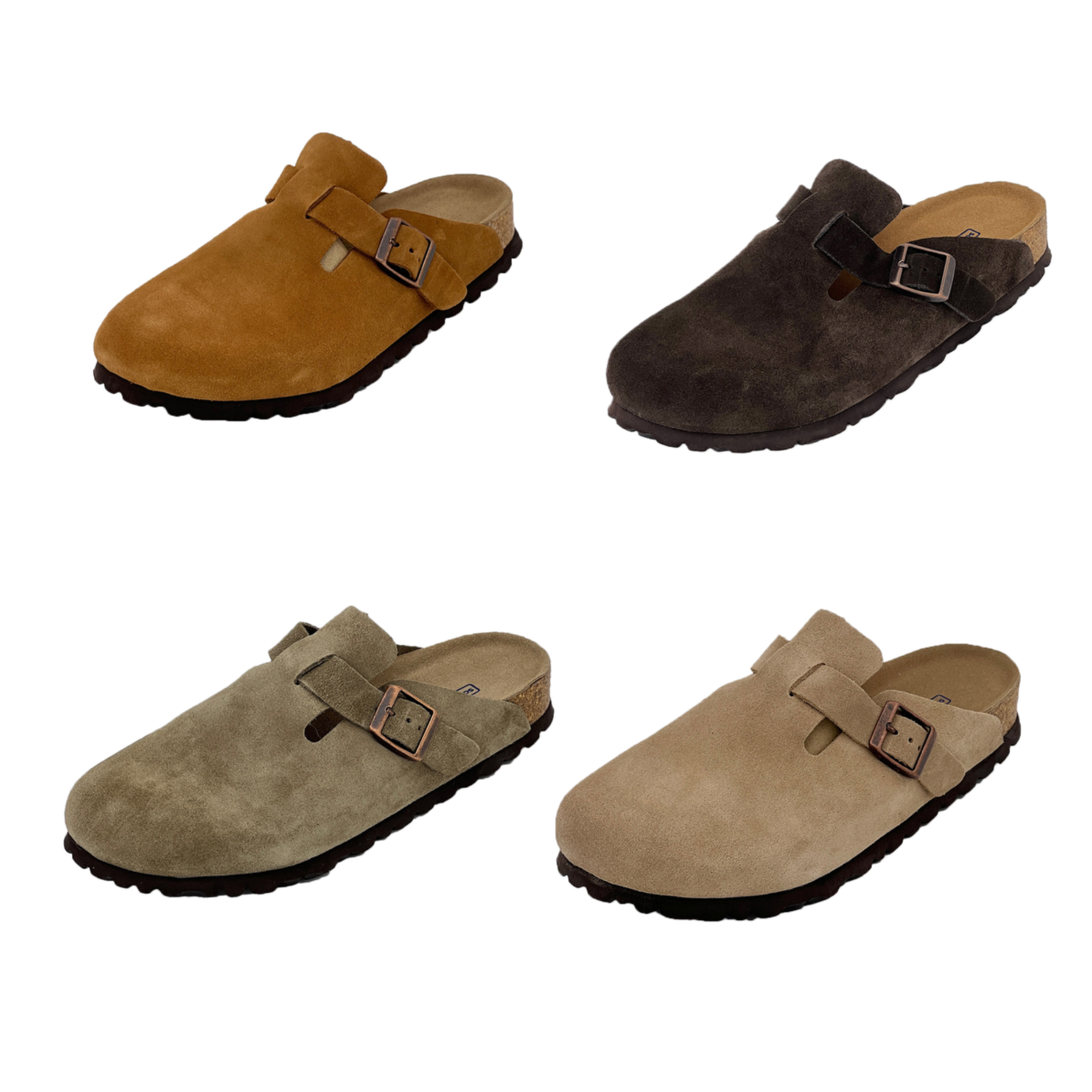 【常规3厘米】勃肯鞋内增高牛皮休闲夏日潮流半拖包头拖鞋防滑凉拖