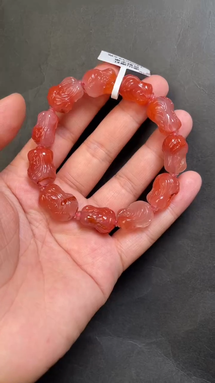 南红玛瑙18未镶嵌手串--13+
