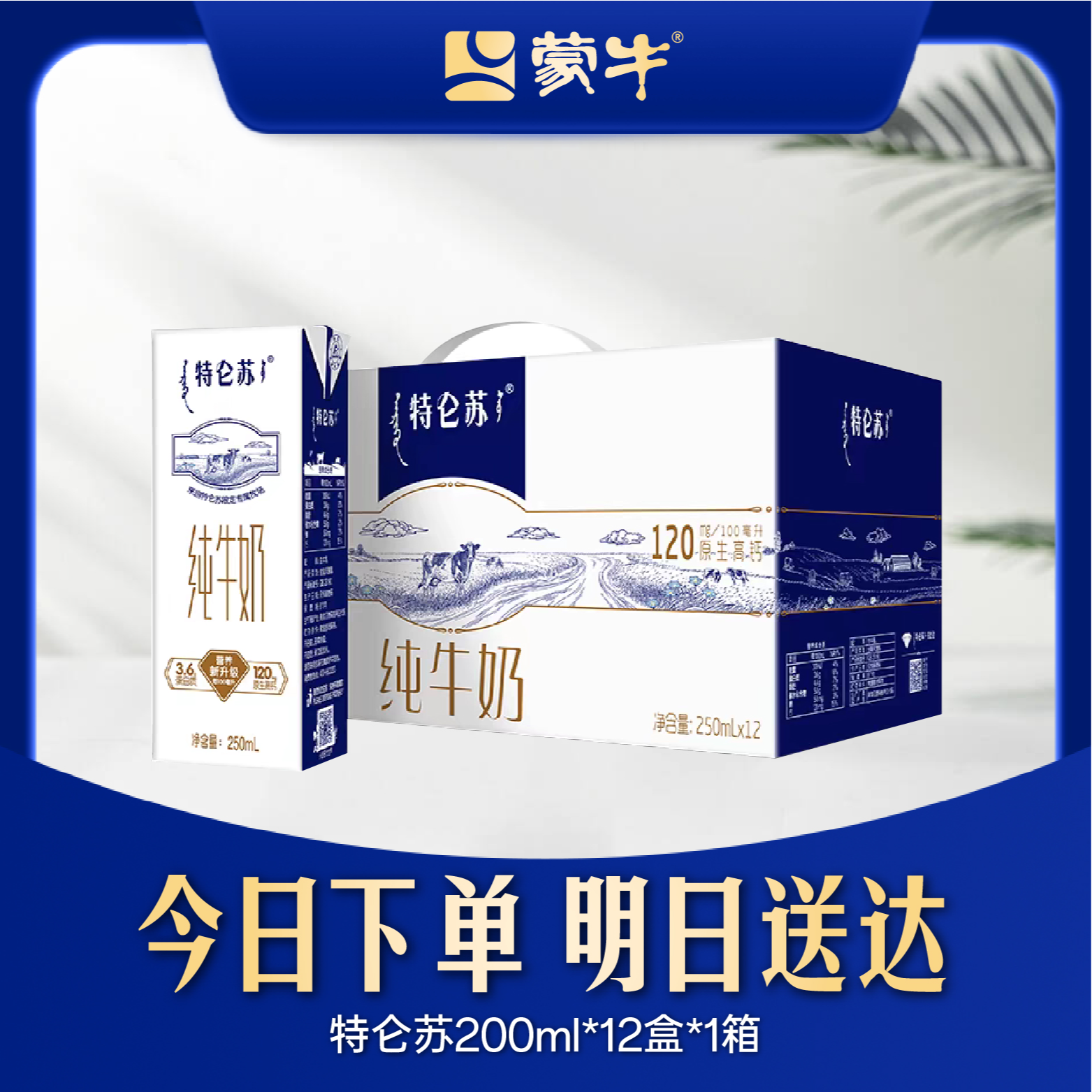 【6月下旬】【250ml*12盒】蒙牛特仑苏纯牛奶整箱全脂高钙营养早餐牛奶送礼