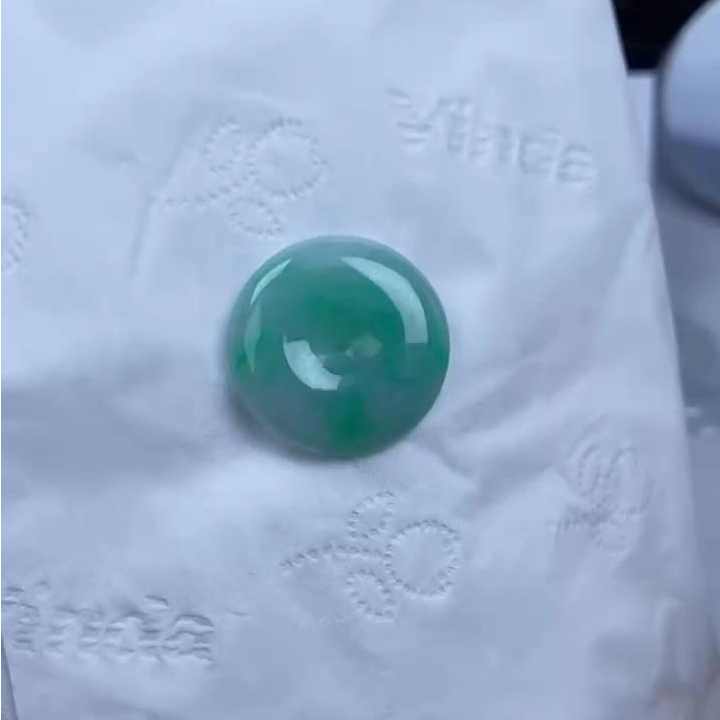 天然A货翡翠满绿平安扣吊坠