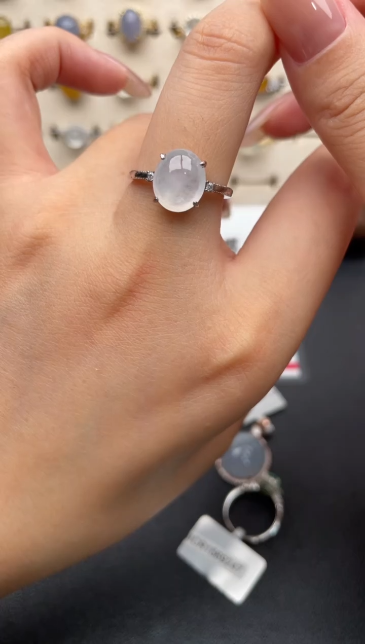 银S925镶嵌戒指翡翠一物一证一礼盒